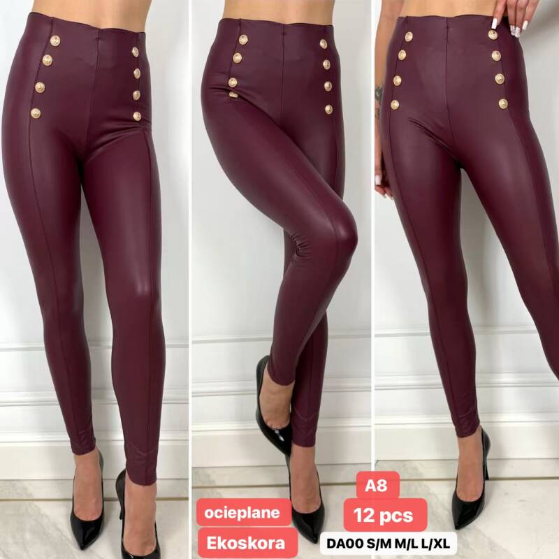 Leginsy skórzane damskie Roz S-XL, 1 Kolor .Paczka 12 szt